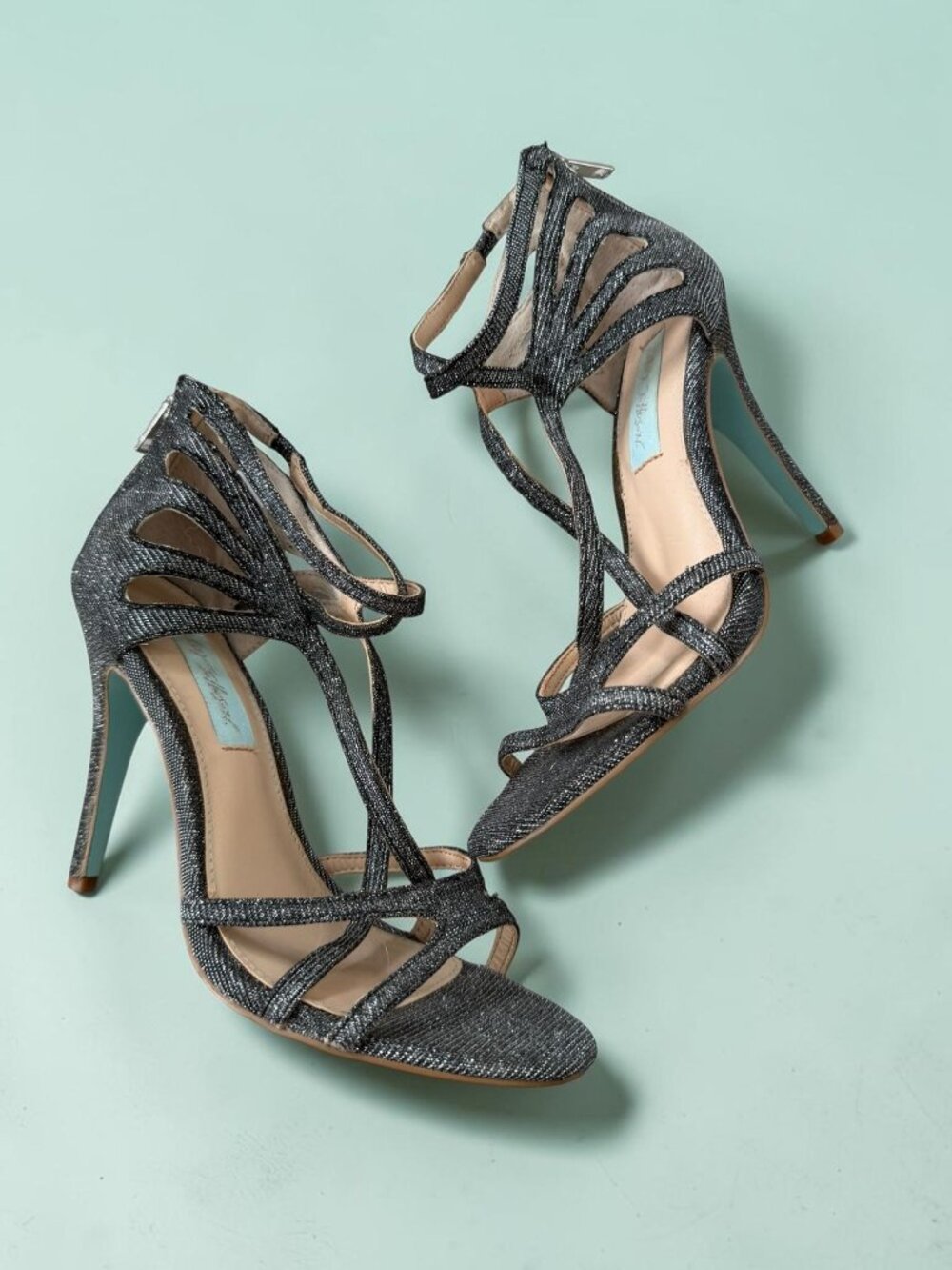 BETSEY JOHNSON Pewter Silver Tania Heels Size 6.5